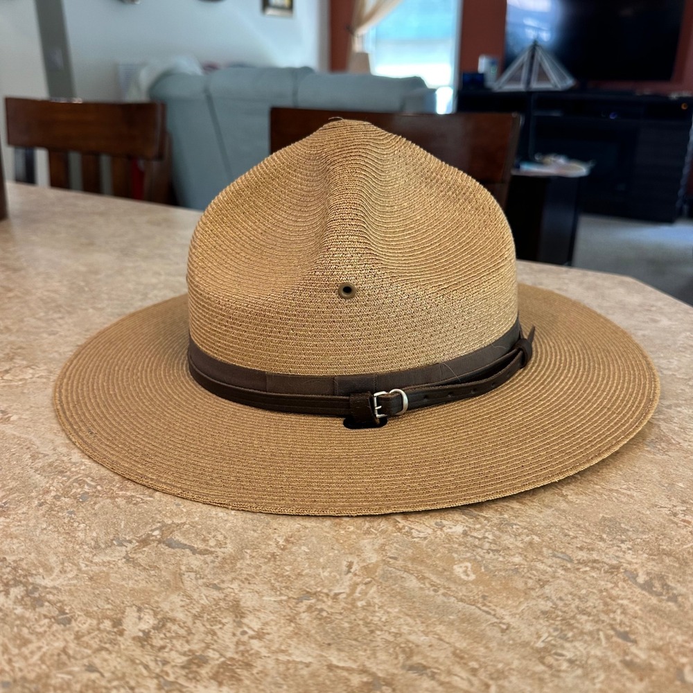 Stratton Self Forming Straw Campaign Hat Montana Peak Ranger State Trooper 7 1/8
